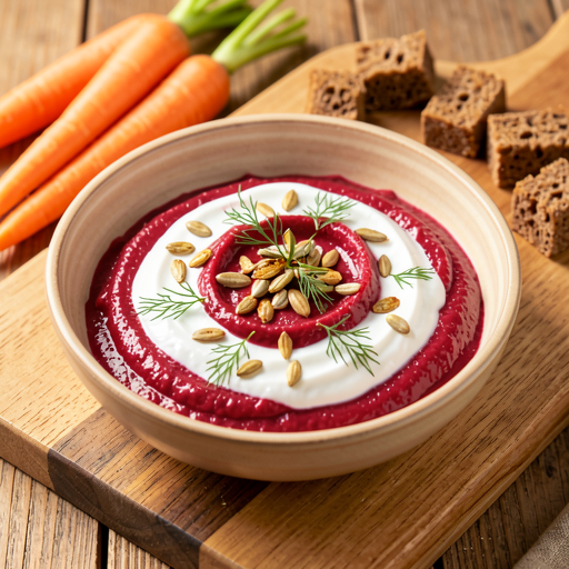 Recipe for: Beetroot and yogurt sauce with dill and roasted sunflower seeds - photo 1