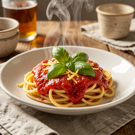 Pasta with Tomato Sauce and Basil - photo 1