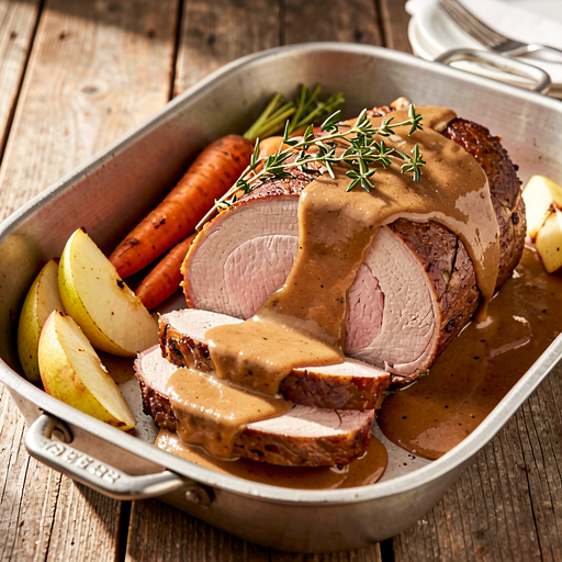 Juicy pork neck roast in marjoram-apple sauce - photo 1