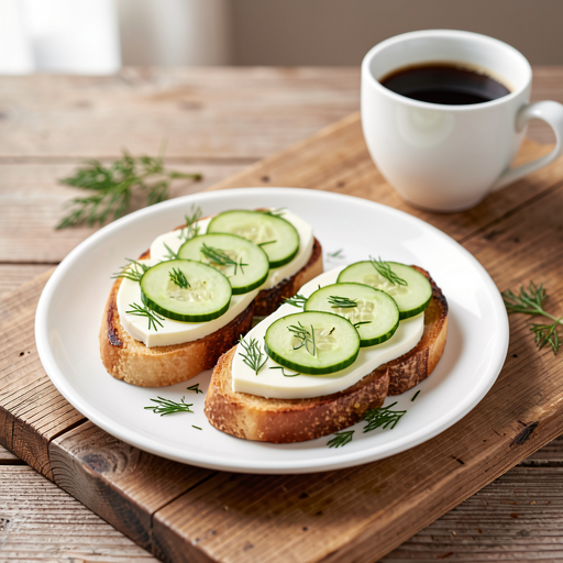 Crispy Bread with White Cheese and Cucumber - photo 1