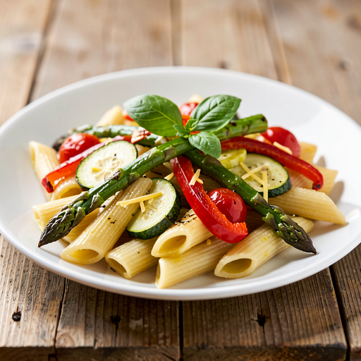 Makaron penne z pieczonymi warzywami wiosennymi - zdjęcie 1