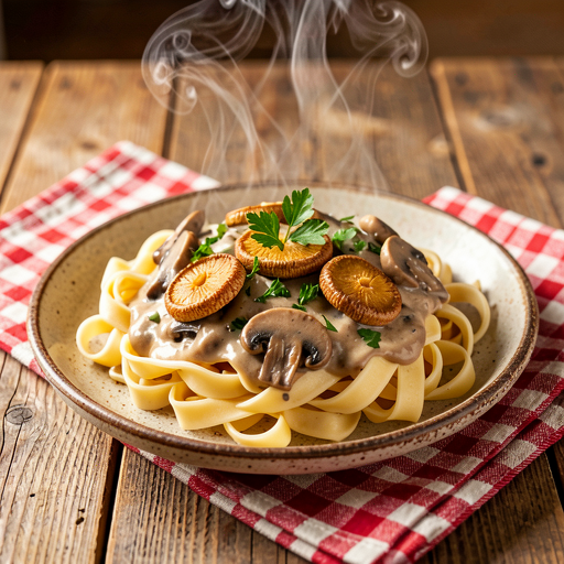 Egg Noodles with Mushroom Sauce in Polish Style - photo 1