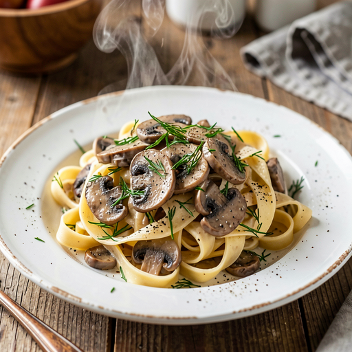Egg Noodles with Mushroom Sauce and Dill - photo 1