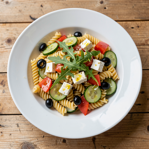 Sałatka makaronowa z fetą i oliwkami - zdjęcie 1