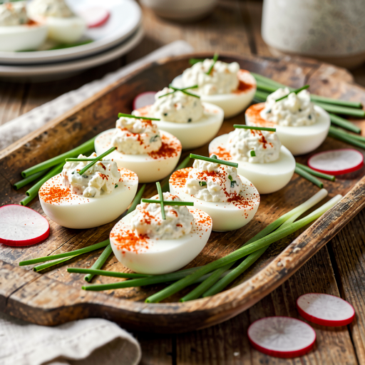 Stuffed eggs with cottage cheese and chives - photo 1