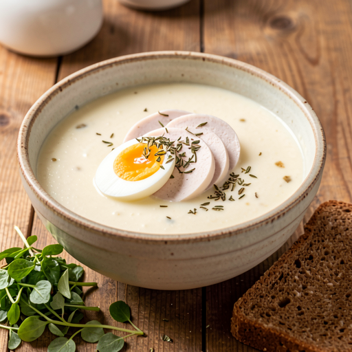 Sour rye soup with white sausage - photo 1