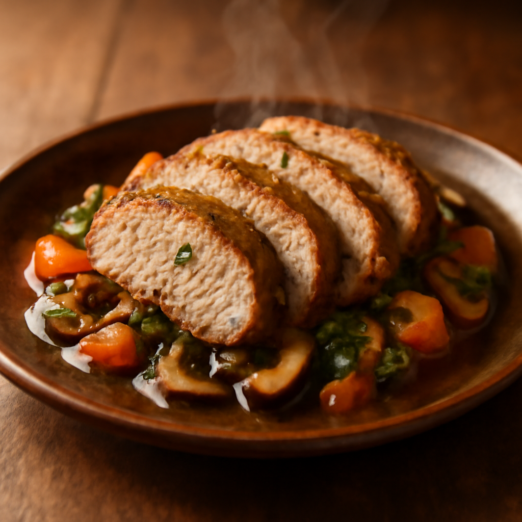 Recipe for: Oven-Baked Pork Neck with Mushrooms and Carrots - photo 1