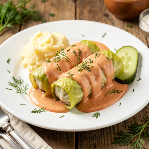 Przepis na: Tradycyjne gołąbki z mięsem i ryżem w sosie pomidorowo-śmietanowym - zdjęcie 1
