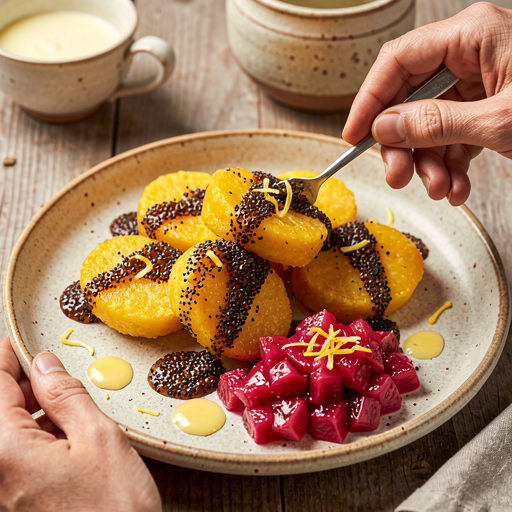 Recipe for: Noodles with poppy seeds and a rhubarb twist - photo 1