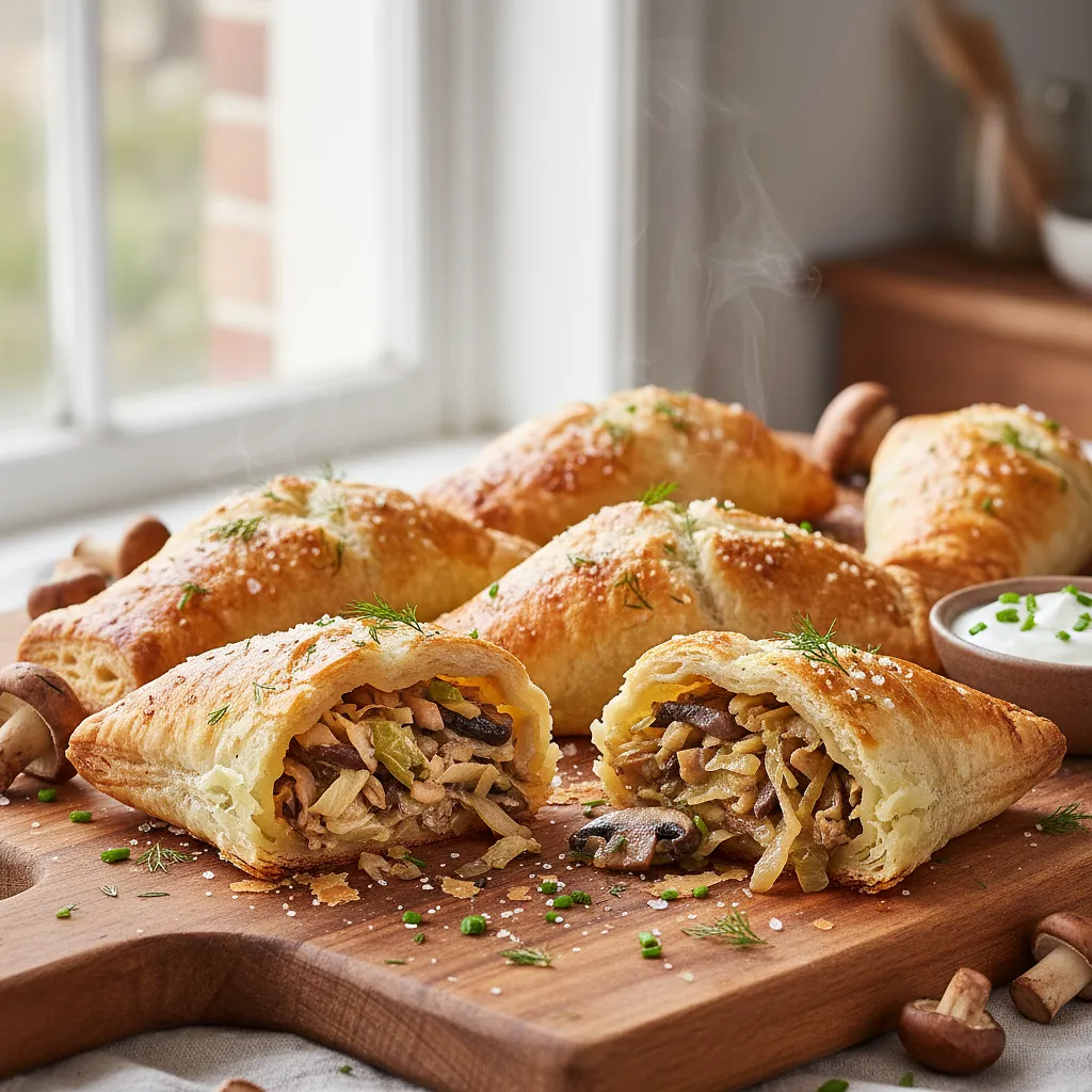 Crispy Half-Puff Pastries with Cabbage and Mushrooms - photo 1