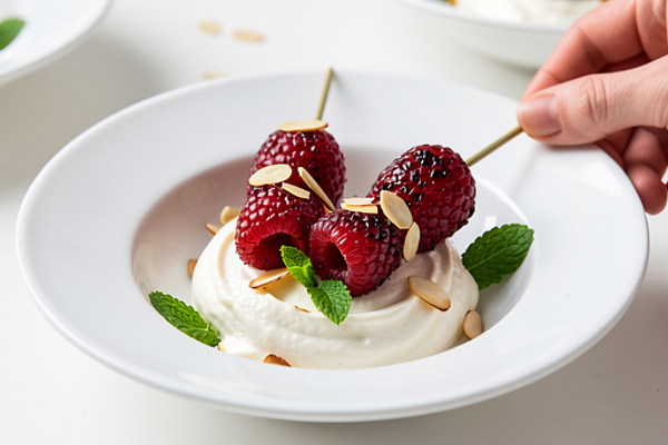 Grillowane maliny z mascarpone