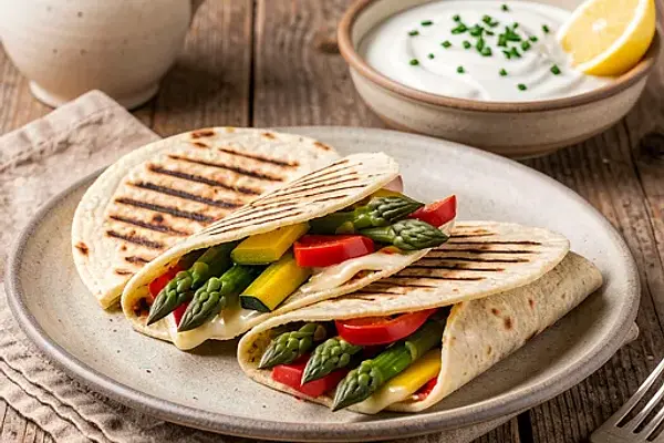 Grillowane tortille z wiosennymi warzywami