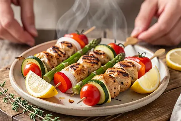 Grillowane szaszłyki z kurczaka i wiosennych warzyw