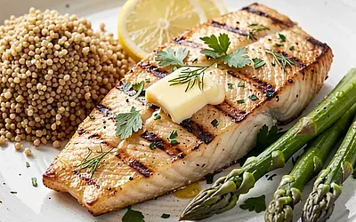Grilled cod with herbs and lemon