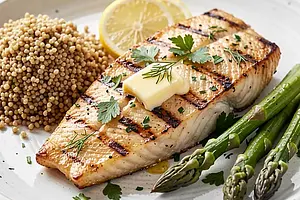 Grilled cod with herbs and lemon