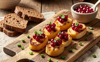 Grilled oscypek with cranberry