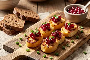 Grilled oscypek with cranberry