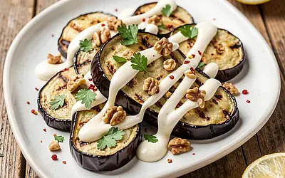 Grilled eggplants with tahini sauce