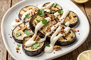 Grilled eggplants with tahini sauce