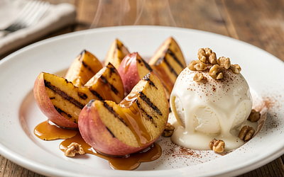 Grilled apples with cinnamon and caramel