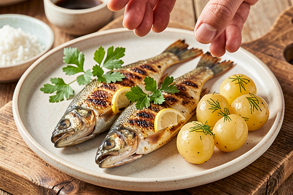 Pstrąg z grilla z ziołami i cytryną