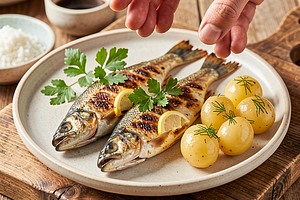 Grilled trout with herbs and lemon