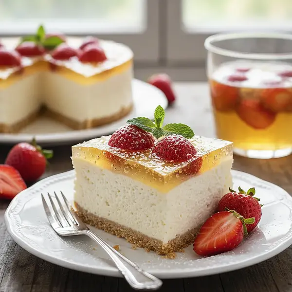 Letni Deser Bogów: Puszysty Sernik na Zimno z Truskawkami i Galaretką Prosecco