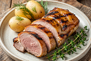 Grilled pork neck with beer marinade