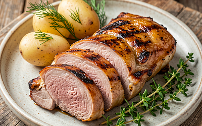 Grilled pork neck with beer marinade