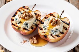 Grilled apples with blue cheese and honey