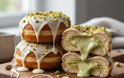 Pączki z Kremem Pistacjowym i Białą Czekoladą