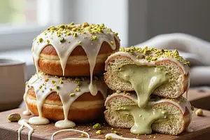 Pączki with Pistachio Cream and White Chocolate