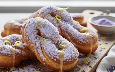 Lemon Faworki with Lavender Powdered Sugar