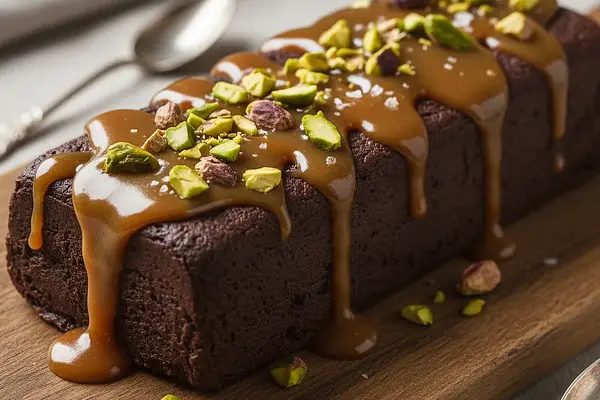 Aksamitny Blok Czekoladowy z Solonym Karmelem i Pistacjami