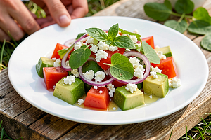 Avocado and Tomato Salad with Sorrel (May Day Twist)