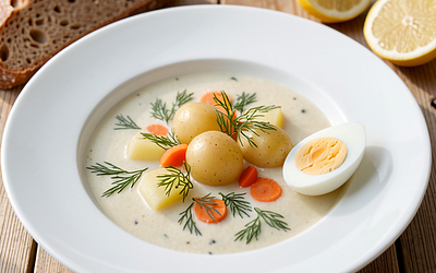 Dill soup with young potatoes (May Day twist)