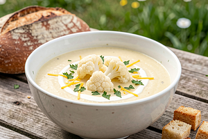 Cauliflower soup with cheese