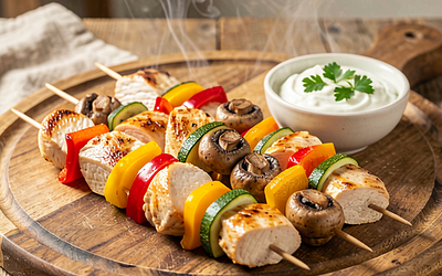 Chicken and Spring Vegetable Skewers