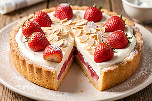Tarta z rabarbarem i truskawkami z kremem mascarpone