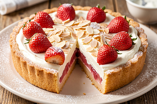 Tarta z rabarbarem i truskawkami z kremem mascarpone