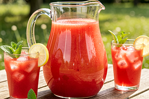 Refreshing watermelon juice with a hint of lemon and mint
