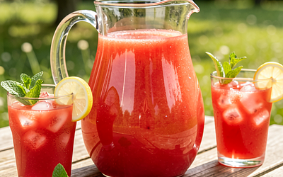Refreshing watermelon juice with a hint of lemon and mint