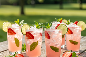 Non-alcoholic mojito with rhubarb