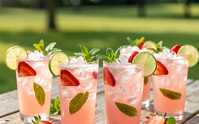Non-alcoholic mojito with rhubarb