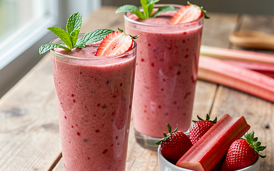 Majówkowe smoothie truskawkowo-rabarbarowe z maślanką