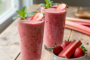 May Day Strawberry-Rhubarb Smoothie with Buttermilk