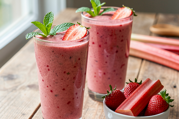 Majówkowe smoothie truskawkowo-rabarbarowe z maślanką