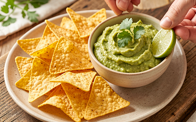 Tortilla Chips with Guacamole (for a May Day Snack)
