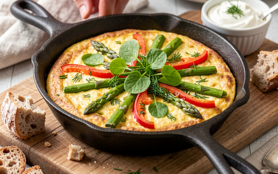 Majówkowa frittata ze szparagami i szczawiem