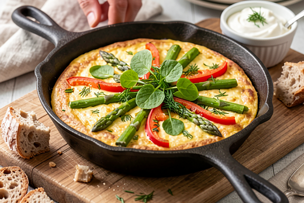 Majówkowa frittata ze szparagami i szczawiem